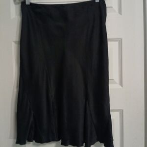 Black 100% silk vintage Y2K midi slip skirt fully lined size 14 fits 12-14 Large